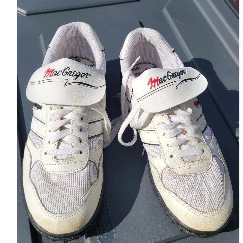 MacGregor Vintage White Turf Shoes Mens 8.5 Low Top Cleated Sneakers Sporty